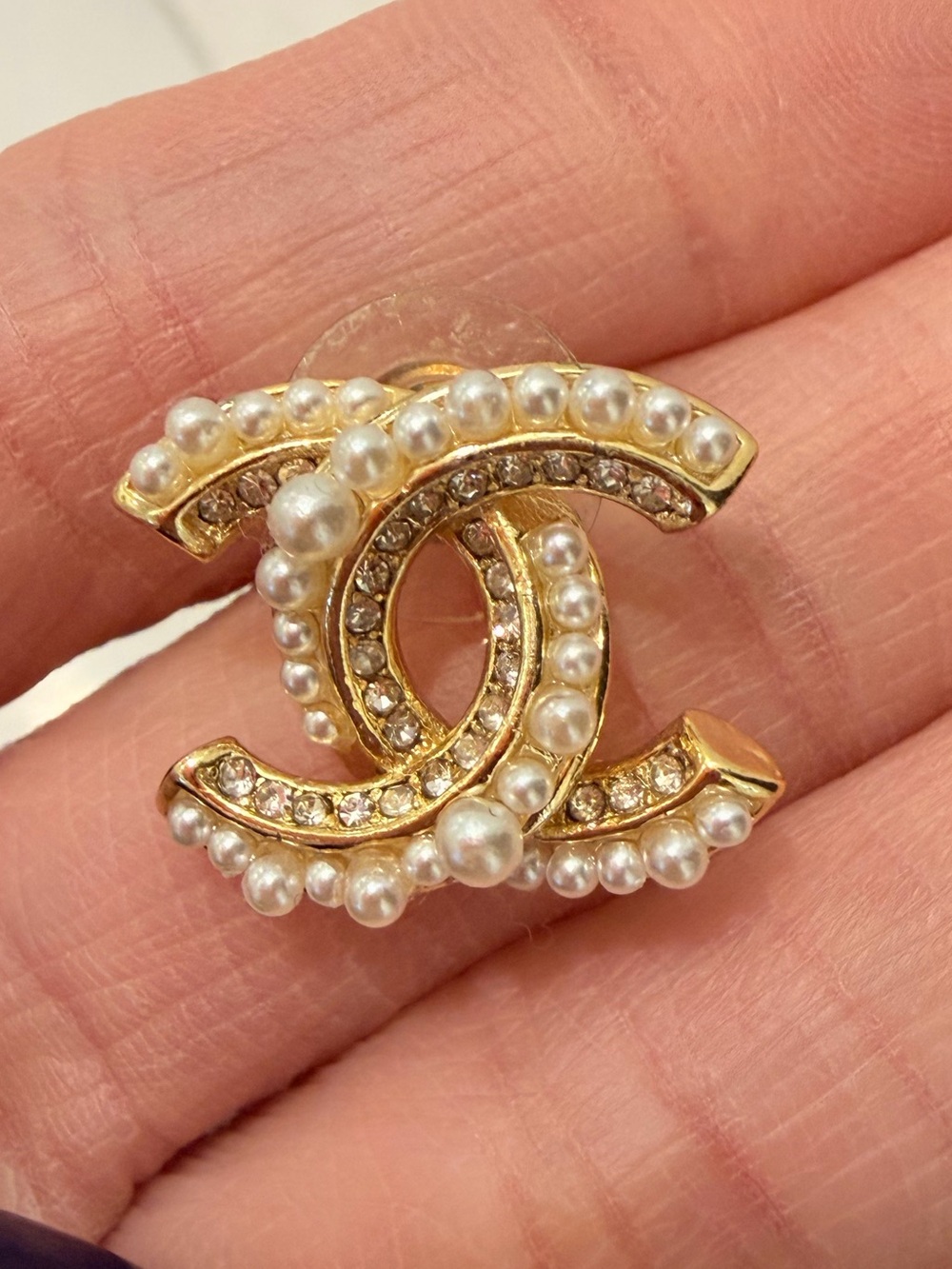 Fashion Earrings Gold-Tone CC Pearl